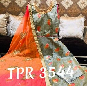 Gray and orange accent dress